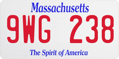 MA license plate 9WG238