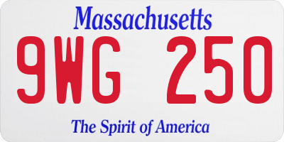 MA license plate 9WG250