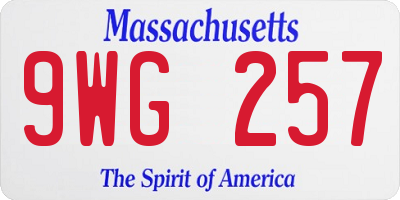 MA license plate 9WG257