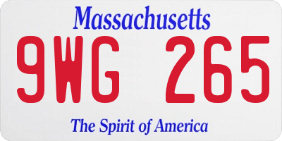 MA license plate 9WG265