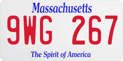 MA license plate 9WG267