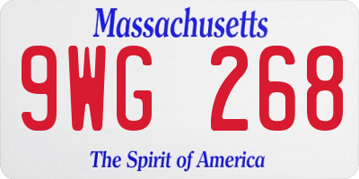 MA license plate 9WG268