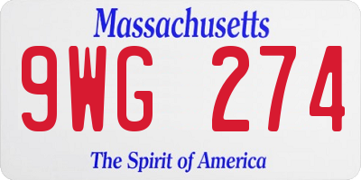 MA license plate 9WG274