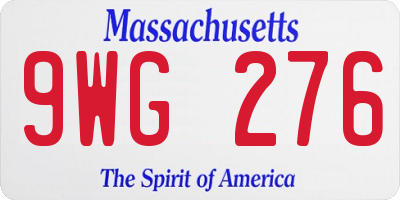 MA license plate 9WG276
