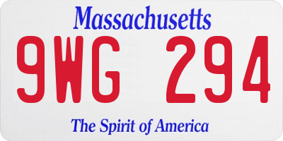MA license plate 9WG294