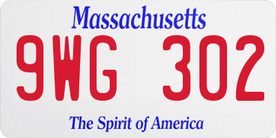 MA license plate 9WG302