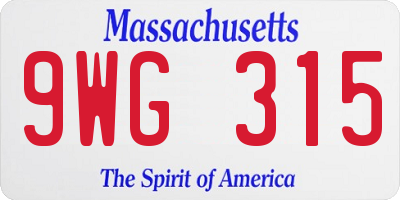 MA license plate 9WG315
