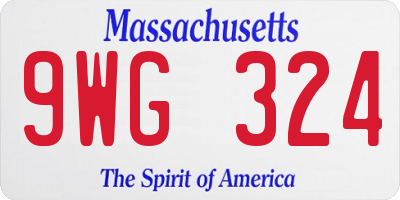 MA license plate 9WG324