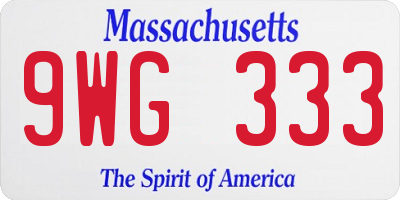 MA license plate 9WG333