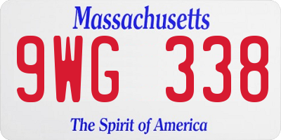 MA license plate 9WG338