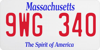 MA license plate 9WG340