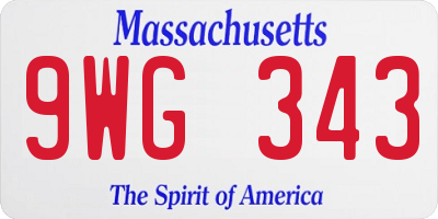 MA license plate 9WG343