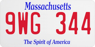 MA license plate 9WG344