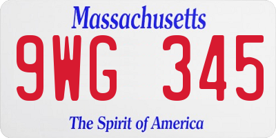 MA license plate 9WG345