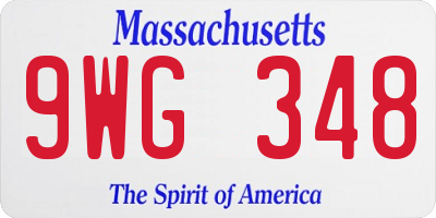 MA license plate 9WG348