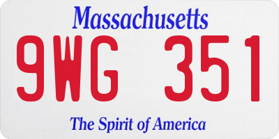MA license plate 9WG351