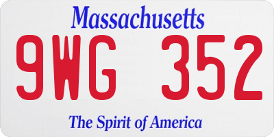 MA license plate 9WG352