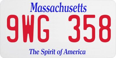 MA license plate 9WG358