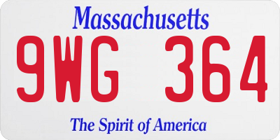 MA license plate 9WG364
