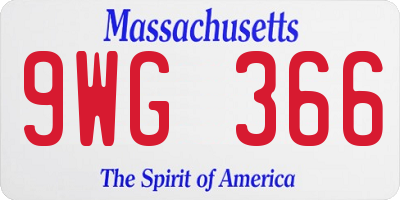 MA license plate 9WG366