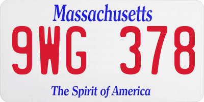 MA license plate 9WG378