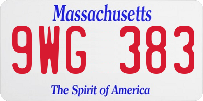 MA license plate 9WG383