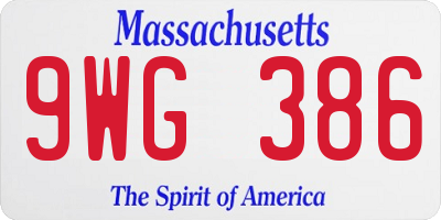 MA license plate 9WG386
