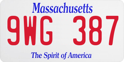 MA license plate 9WG387