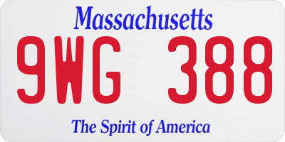 MA license plate 9WG388
