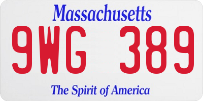 MA license plate 9WG389