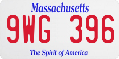 MA license plate 9WG396