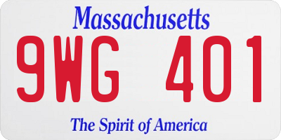 MA license plate 9WG401