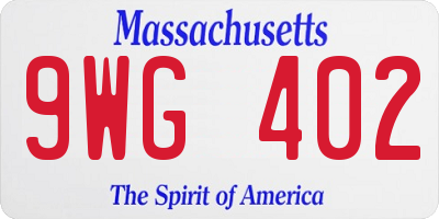 MA license plate 9WG402