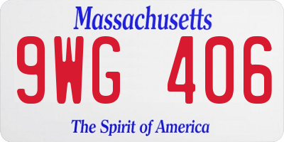 MA license plate 9WG406