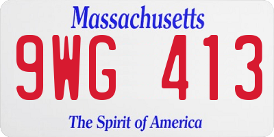 MA license plate 9WG413