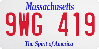 MA license plate 9WG419