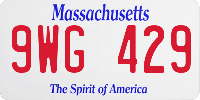 MA license plate 9WG429
