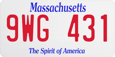 MA license plate 9WG431