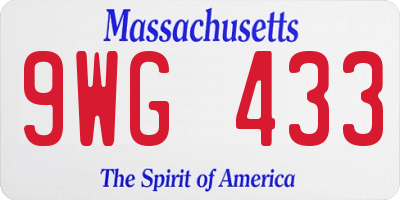 MA license plate 9WG433
