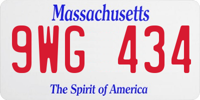 MA license plate 9WG434