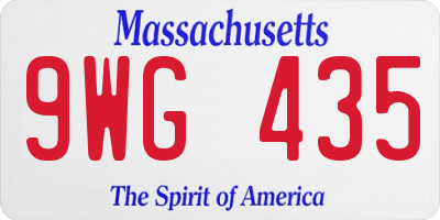 MA license plate 9WG435