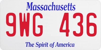 MA license plate 9WG436