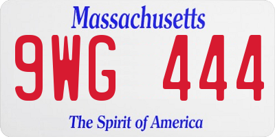 MA license plate 9WG444