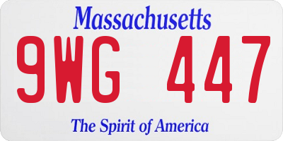 MA license plate 9WG447