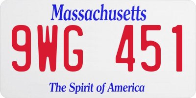MA license plate 9WG451