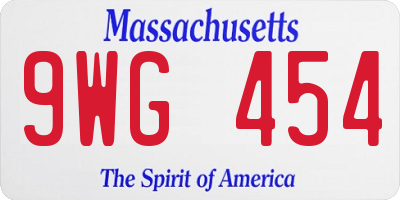 MA license plate 9WG454
