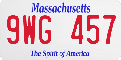 MA license plate 9WG457