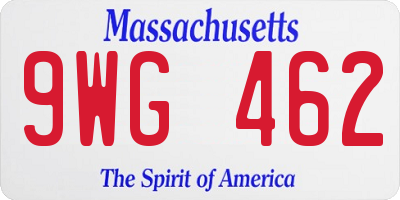 MA license plate 9WG462