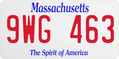 MA license plate 9WG463
