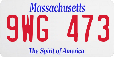 MA license plate 9WG473